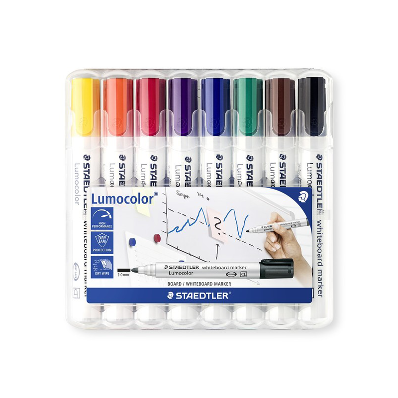 POCHETTE DE 8 MARQUEURS TABLEAU LUMOCOLOR STAEDTLER - 1 POCHETTE DE 8 MARQUEURS TABLEAU LUMOCOLOR STAEDTLER - 1