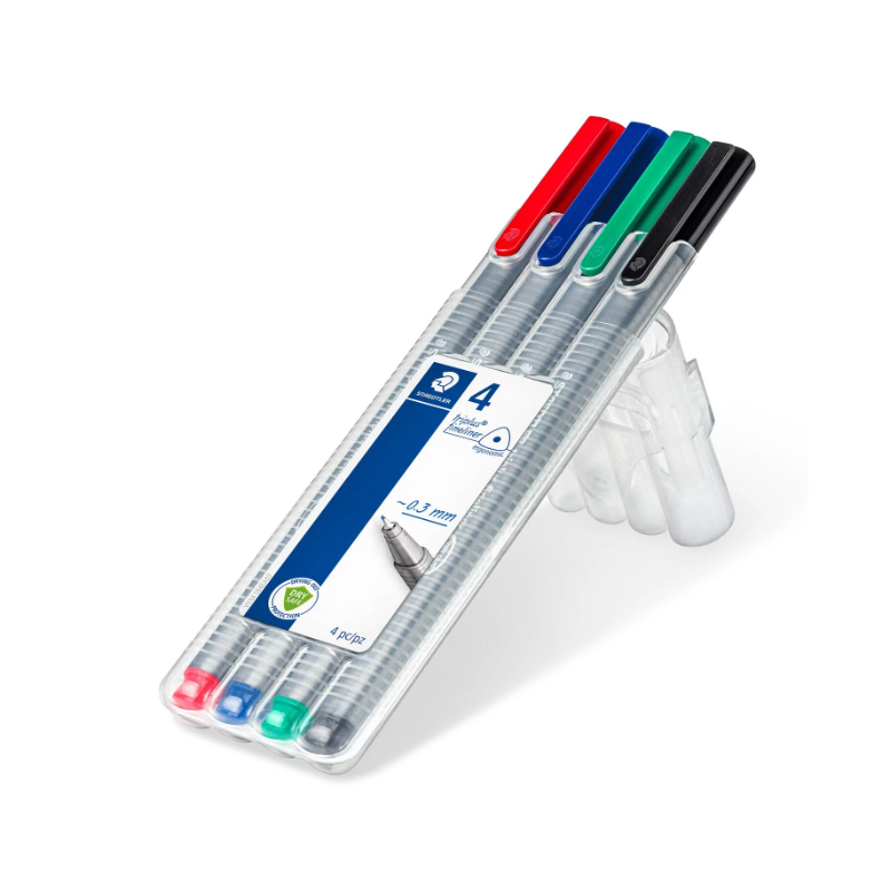POCHETTE DE 4 STYLOS TRIPLUS FINLINER STAEDTLER - 1 POCHETTE DE 4 STYLOS TRIPLUS FINLINER STAEDTLER - 1