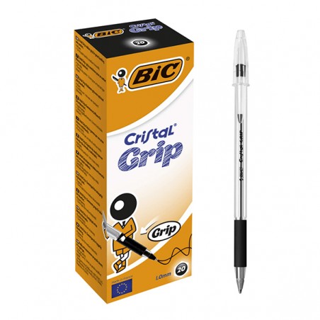 PAQUET DE 20 STYLOS A BILLE BIC CRISTAL GRIP NOIR - 1