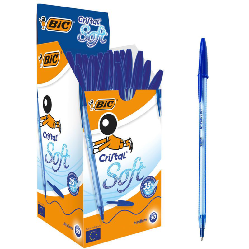Boîte de 20 stylos pointe fine Bleu BIC - La Poste