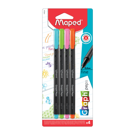 POCHETTE DE 4 STYLOS FEUTRE FINE GRAPH'PEPS FIFTY MAPED - 1