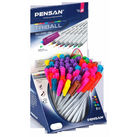 STYLO A BILLE PENSAN TRIBALL COULEUR FIFTY PRESENTOIRE DE 60 - 1