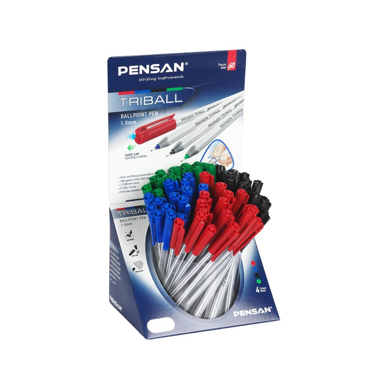 STYLO PENSAN TRIBALL COULEUR BASE PRESENTOIRE DE 60 - 1