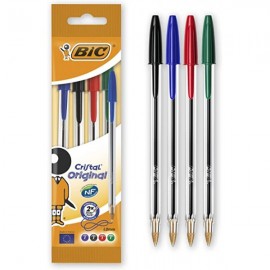 STYLO CRISTAL BIC POCHETTE DE 4 - 1