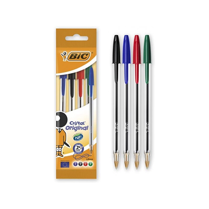 STYLO CRISTAL BIC POCHETTE DE 4 - 1