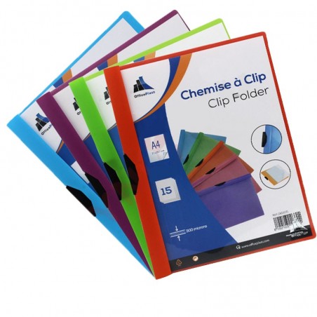 PAQUET DE 5 CHEMISE A CLIP COLORPROTECT OFFICEPLAST - 1