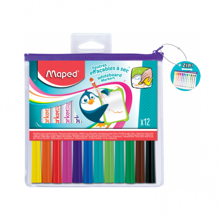 MARQUEUR ARDOISE MARKER'PEPS POCHETTE DE 12 MAPED - 1