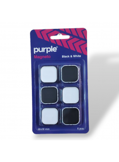 AIMANT 6 PIECES 30MM PURPLE COUEUR NOIR ET BLANC OFFICEPLAST - 1