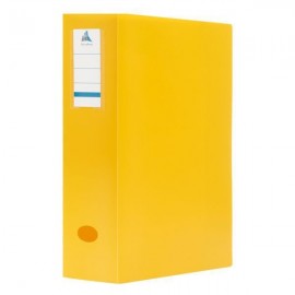 BOITE ARCHIVE PLASTIQUE 8CM COULEUR JAUNE OFFICEPLAST - 1