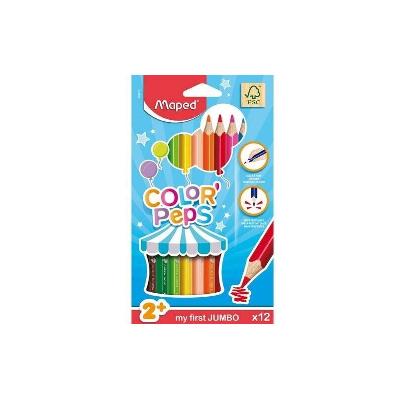 CRAYON COULEUR 12/18 JUMBO MAPED - 1