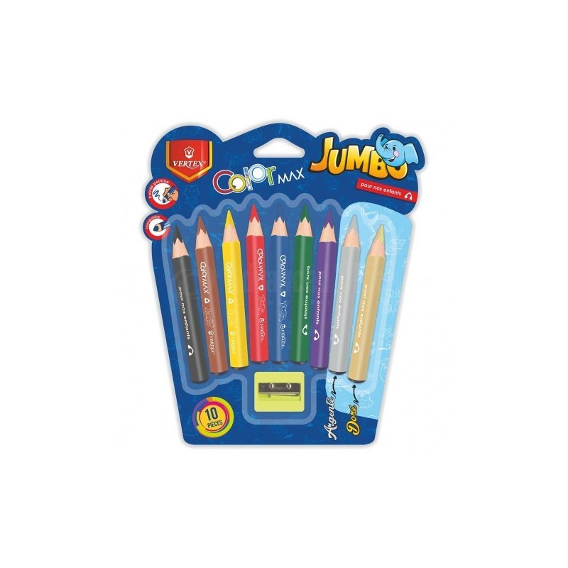 CRAYON COULEUR 9/9 JUMBO +TAILLE CRAYON VERTEX - 1