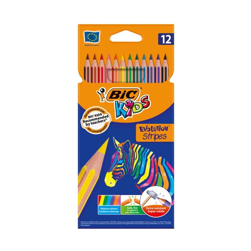 CRAYON COULEUR DE 12 STRIPES BIC - 1