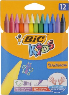 CRAYON PASTEL DE 12 PLASTIDECOR KIDS BIC - 1