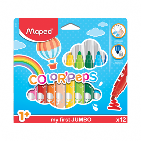 FEUTRE DE 12 JUMBO COLOR'PEPS MAPED - 1