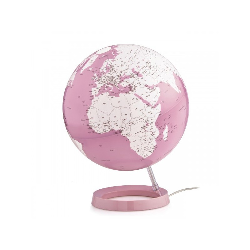 GLOBE TERRESTRE LUMINEUX ROSE PASTEL 30CM - 1