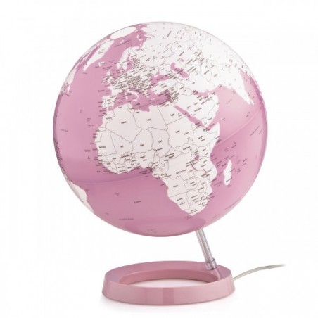 GLOBE TERRESTRE LUMINEUX ROSE PASTEL 30CM - 1