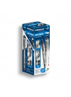 PAQUET DE 25 STYLOS A BILLE PENSAN MY TECH BLEU - 1