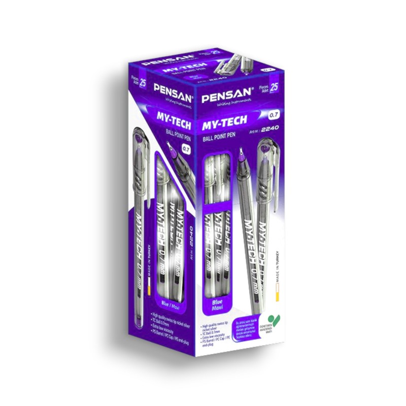 PAQUET DE 25 STYLOS A BILLE PENSAN MY TECH VIOLET - 1