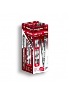 PAQUET DE 25 STYLOS A BILLE PENSAN MY TECH ROUGE - 1