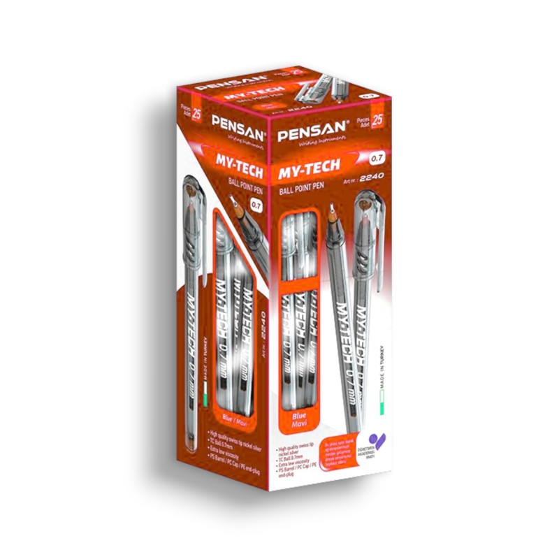 PAQUET DE 25 STYLOS A BILLE PENSAN MY TECH ORANGE - 1