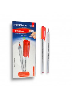 PAQUET DE 12 STYLOS A BILLE PENSAN TRIBALL ROUGE - 1