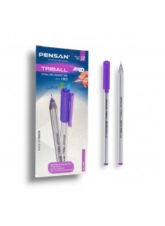 PAQUET DE 12 STYLOS A BILLE PENSAN TRIBALL VIOLET - 1