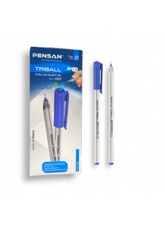 PAQUET DE 12 STYLOS A BILLE PENSAN TRIBALL BLEU - 1