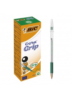 PAQUET DE 20 STYLOS A BILLE BIC CRISTAL GRIP VERT - 1