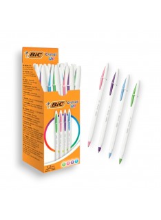 PAQUET DE 20 STYLOS A BILLE BIC UP CRISTAL COULEUR - 1