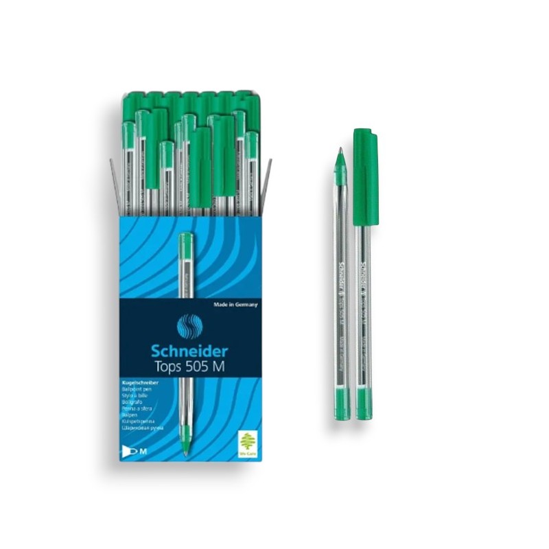 PAQUET DE 50 STYLOS A BILLE TOPS 505M SCHNEIDER VERT - 1