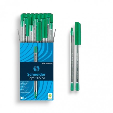 PAQUET DE 50 STYLOS A BILLE TOPS 505M SCHNEIDER VERT - 1