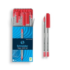 PAQUET DE 50 STYLOS A BILLE TOPS 505M SCHNEIDER ROUGE - 1