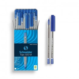 PAQUET DE 50 STYLOS A BILLE TOPS 505M SCHNEIDER BLEU - 1