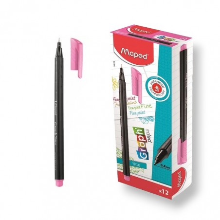 PAQUET DE 12 STYLOS FEUTRE FINE GRAPH'PEPS MAPED ROSE - 1