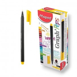 PAQUET DE 12 STYLOS FEUTRE FINE GRAPH'PEPS MAPED JAUNE - 1