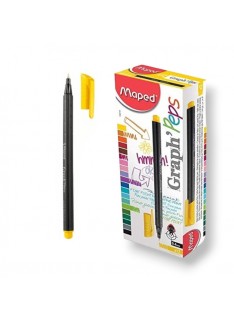 PAQUET DE 12 STYLOS FEUTRE FINE GRAPH'PEPS MAPED JAUNE - 1