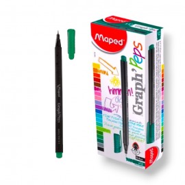 PAQUET DE 12 STYLOS FEUTRE FINE GRAPH'PEPS MAPED VERT GOLF - 1