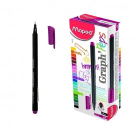 PAQUET DE 12 STYLOS FEUTRE FINE GRAPH'PEPS MAPED ROSE FRAISE - 1