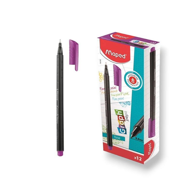 PAQUET DE 12 STYLOS FEUTRE FINE GRAPH'PEPS MAPED VIOLET - 1