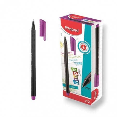 PAQUET DE 12 STYLOS FEUTRE FINE GRAPH'PEPS MAPED VIOLET - 1