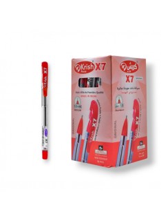 PAQUET DE 50 STYLOS A BILLE KRISH ROUGE - 1