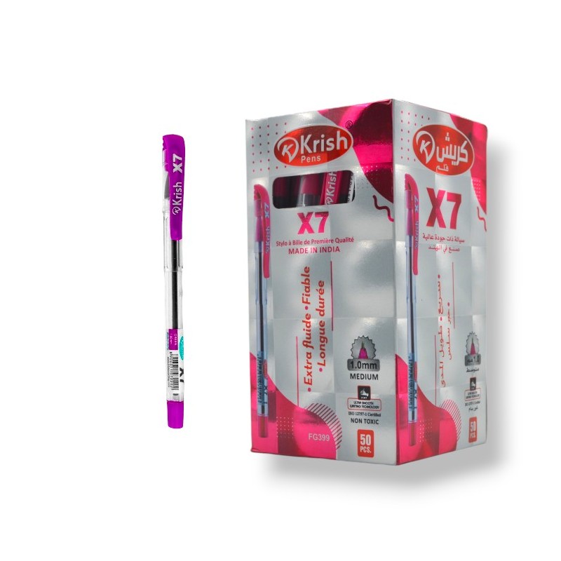 PAQUET DE 50 STYLOS A BILLE KRISH ROSE - 1