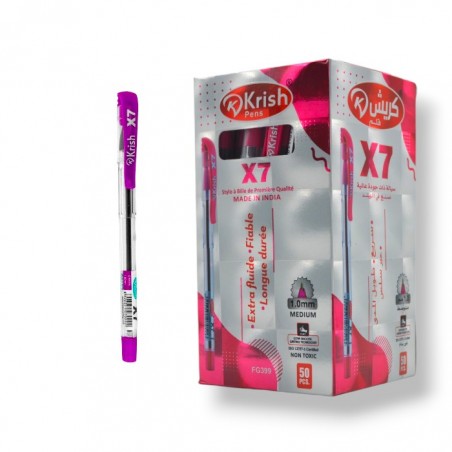 PAQUET DE 50 STYLOS A BILLE KRISH ROSE - 1