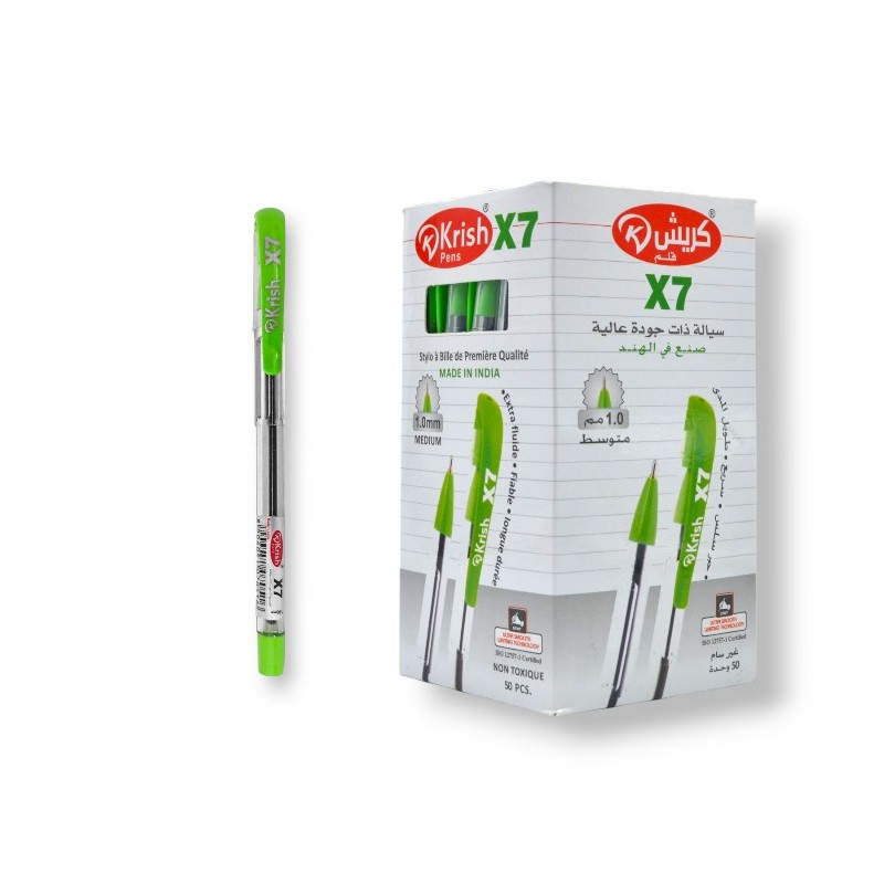 PAQUET DE 50 STYLOS A BILLE KRISH VERT CLAIR - 1