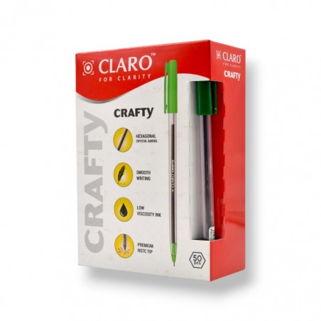 PAQUET DE 50 STYLOS A BILLE CLARO CRAFTY VERT - 1