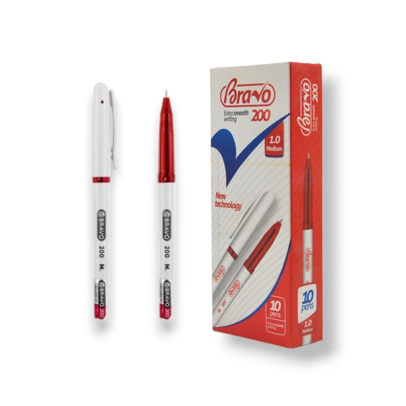 PAQUET DE 10 STYLOS GEL BRAVO ROUGE - 1