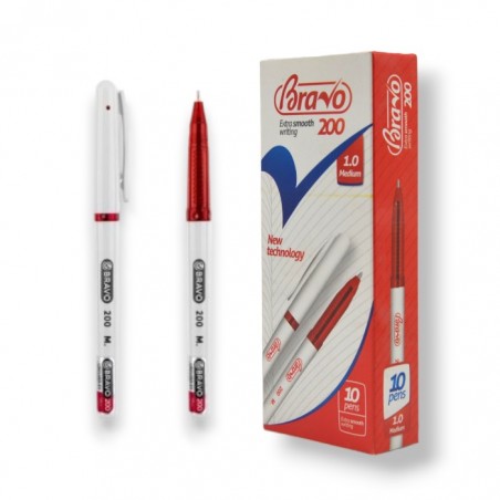 PAQUET DE 10 STYLOS GEL BRAVO ROUGE - 1