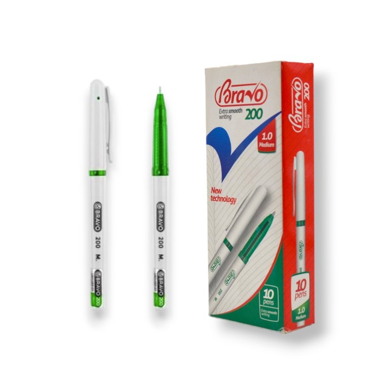 PAQUET DE 10 STYLOS GEL BRAVO VERT - 1