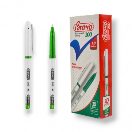 PAQUET DE 10 STYLOS GEL BRAVO VERT - 1