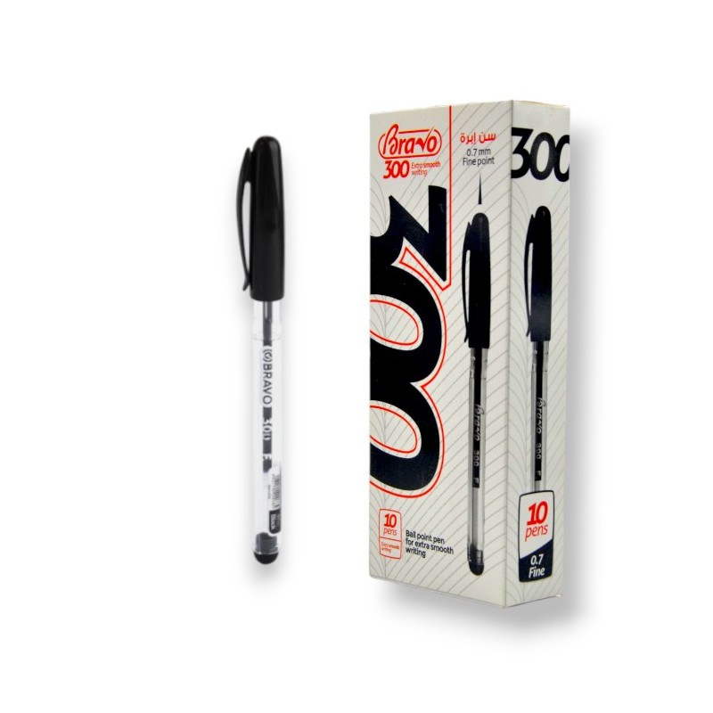 PAQUET DE 10 STYLOS GEL BRAVO NOIR 300 - 1